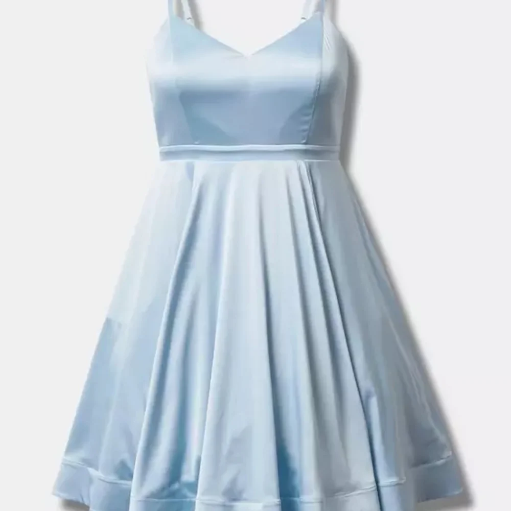 Torrid Mini Satin Skater Dress In "Skyway" Blue- NWT- Size 24 - Picture 4 of 7